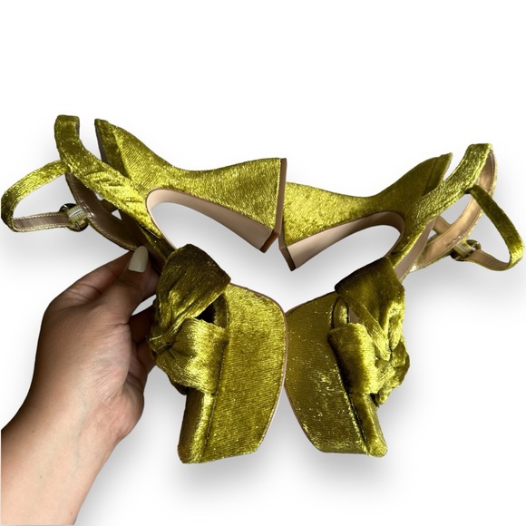 Circus by Sam Edelman Citron Audrea Velvet Platform Ankle Strap Heels Disco Sz 9 - Picture 6 of 12